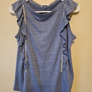 Retrology‎ Women's Ruffled Sleeveless Top  Size S Blue